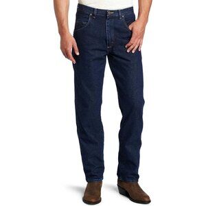 Wrangler Men's Relaxed Fit Medium Wash Denim, Size 38x32, Antique Indigo,